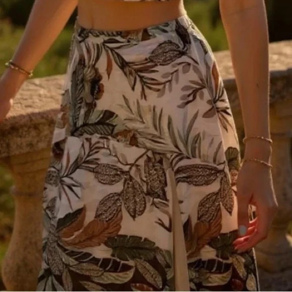Super Natural x Secret Mission Jungle Safari Open Leg Slit Maxi Skirt Size Small - Picture 4 of 14